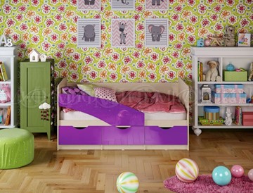 Кровать детская Бабочки 800*1600, Фиолетовый глянец в Красноярске