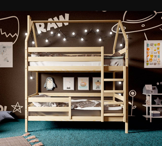 Детская двухэтажная кровать Домик, без покраски в Норильске