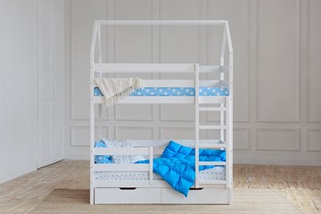 Детская 2-этажная кровать Домик с ящиками, цвет белый в Норильске