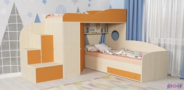 Детская кровать-шкаф Кадет-2, корпус Дуб, фасад Оранжевый в Норильске