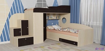 Детская кровать-шкаф Кадет-2, корпус Дуб, фасад Венге в Норильске