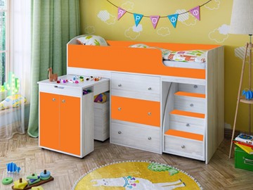 Детская кровать-шкаф Малыш 1600, корпус Винтерберг, фасад Оранжевый в Норильске