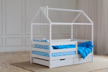 1-спальная детская кровать Домик с ящиками, цвет белый в Красноярске