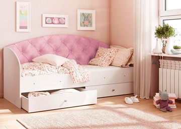 Кровать детская односпальная Эльза без бортика, Розовый (щиты) в Красноярске