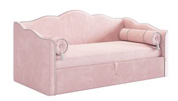 Детская кровать для девочки Лея (Софа) 90х200 (нежно-розовый (велюр)/галька (велюр)) в Красноярске