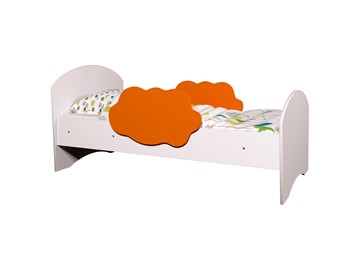 Односпальная детская кровать Тучка, корпус Белый, фасад Оранжевый в Красноярске