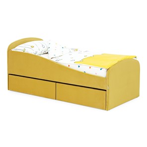 Кровать в детскую с ящиками Letmo 190х80 горчичный (велюр) в Норильске