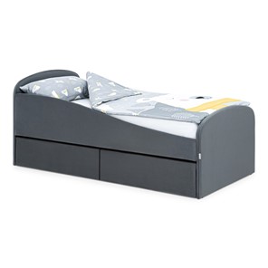 Мягкая кровать с ящиками Letmo 190х80 графит (велюр) в Норильске