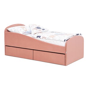 Мягкая кровать с ящиками Letmo 190х80 пудровый (велюр) в Норильске