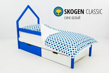 Кровать-домик в детскую мини Skogen сине-белый в Красноярске