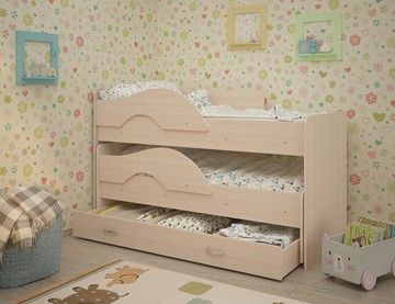 Детская кровать для мальчика Радуга 1.6 с ящиком, цвет Млечный дуб в Красноярске
