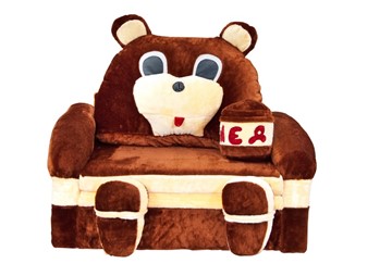 Детский диван Медведь с подушкой, ширина 120 см в Красноярске