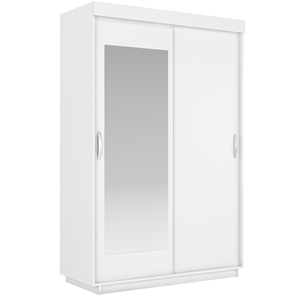 Шкаф 2-х дверный Лайт (ДСП/Зеркало) 800х595х2120, Белый Снег в Норильске