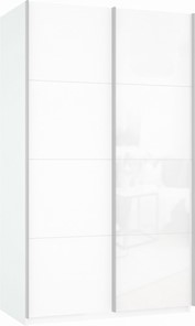 Шкаф Прайм (ДСП/Белое стекло) 1600x570x2300, белый снег в Норильске