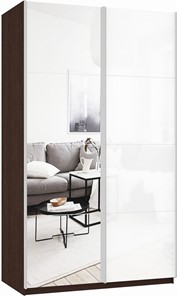 Шкаф Прайм (Зеркало/Белое стекло) 1200x570x2300, венге в Норильске