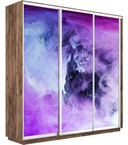 Шкаф 3-створчатый Экспресс 2400х600х2200, Фиолетовый дым/дуб табачный в Норильске