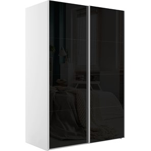 Шкаф 2-дверный Эста (Стекло черное/Стекло черное) 1600x660x2400, белый снег в Норильске