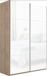Шкаф 2-дверный Прайм (Белое стекло/Белое стекло) 1200x570x2300, дуб сонома в Норильске