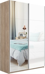 Шкаф Прайм (Зеркало/Белое стекло) 1600x570x2300, дуб сонома в Норильске