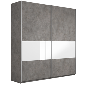 Шкаф 2-створчатый Широкий Прайм (ДСП / Белое стекло) 2200x570x2300, Бетон в Норильске