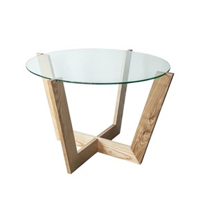 Стеклянный столик в гостиную Оникс-10, Натуральный массив/Прозрачное стекло в Красноярске
