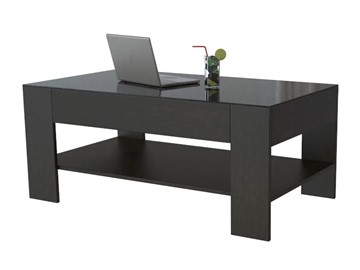 Журнальный стол Мебелик BeautyStyle-26 (венге-стекло черное) в Норильске