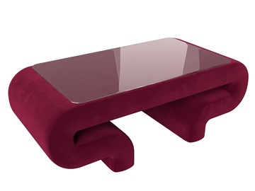 Стеклянный столик в зал Волна, бордовый (микровельвет) в Норильске