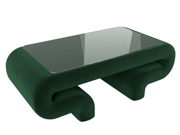 Стеклянный столик в зал Волна, зеленый (велюр) в Норильске