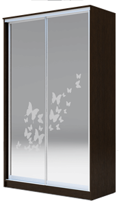 Шкаф двухстворчатый 2400х1200х620 два зеркала, "Бабочки" ХИТ 24-12-66-05 Венге Аруба в Норильске