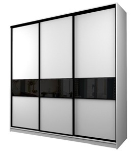 Шкаф 3-х створчатый MAX МШ-25-6-24-999, Профиль Черный/Цвет Белый/Oraclal Черный в Норильске