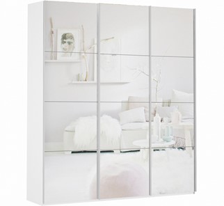 Шкаф трехстворчатый Прайм (3 зеркало) 1800x570x2300, белый снег в Норильске
