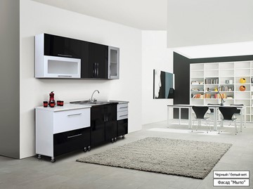 Кухонный гарнитур Мыло 224 2000х918, цвет Черный/Белый металлик в Норильске