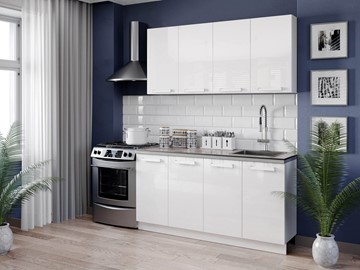 Модульный кухонный гарнитур Герда 2200 (Белый/Белый глянец) в Норильске