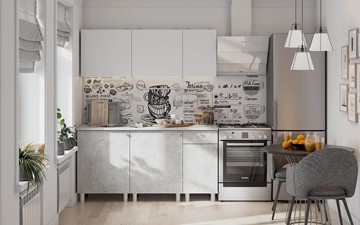Готовый кухонный гарнитур КГ-1 1600, белый/белый/цемент светлый/антарес в Норильске