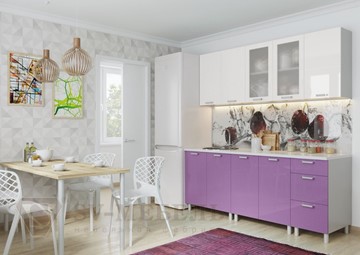 Кухонный гарнитур угловой Модерн, белый глянец/фиолетовый металлик в Норильске