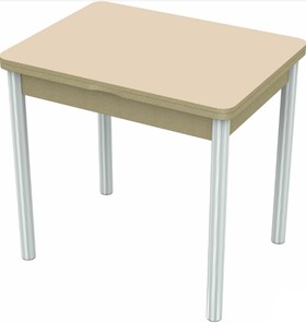 Маленький обеденный стол Бари хром №6 (стекло молочное/дуб выбеленный) в Норильске
