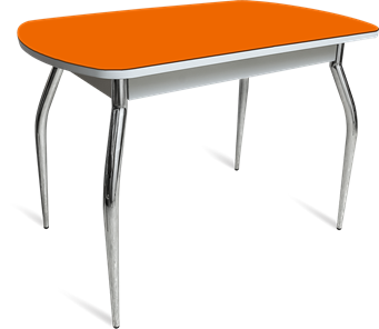 Кухонный стол раздвижной ПГ-07 СТ1 белое/оранжевое/35 хром фигурные гнутые в Норильске