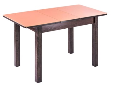 Кухонный стол раскладной Айсберг-07 СТ1, венге ЛДСП/стекло оранжевое/42 прямые массив венге в Норильске