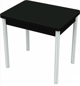 Кухонный стол раскладной Бари хром №6 (стекло черное/черный) в Норильске
