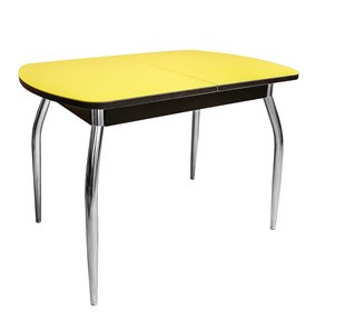 Кухонный стол раздвижной ПГ-01 СТ2, венге/желтое стекло/35 хром гнутые металл в Норильске