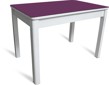 Кухонный обеденный стол Айсберг-05 СТ2, белое ЛДСП/фиолетовое стекло/40 массив белый в Норильске