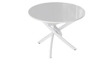 Обеденный раздвижной стол Diamond тип 3 (Белый муар/Белый глянец) в Норильске