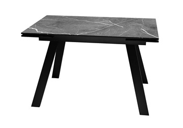 Стол обеденный раскладной DikLine DKL140 Керамика Черный мрамор/опоры черные (2 уп.) в Норильске