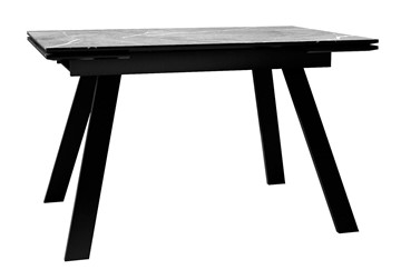 Стол обеденный раздвижной DikLine DKL140 Керамика Серый мрамор/опоры черные (2 уп.) в Норильске