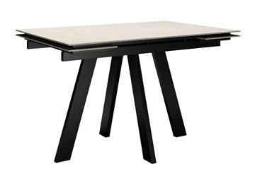 Кухонный раздвижной стол DikLine DM120 Хромикс белый / опоры черные в Норильске