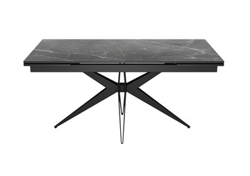 Керамический обеденный стол DikLine KW160 мрамор С45 (керамика черная)/опоры черные в Красноярске