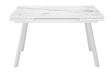 Керамический обеденный стол DikLine SKA125 Керамика Белый мрамор/подстолье белое/опоры белые (2 уп.) в Норильске