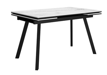 Керамический кухонный стол DikLine SKA125 Керамика Белый мрамор/подстолье черное/опоры черные (2 уп.) в Норильске