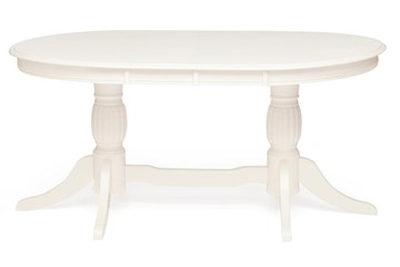 Овальный стол на кухню LORENZO (Лоренцо) 160+46x107x76, pure white (402) в Красноярске