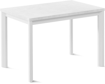 Кухонный стол раскладной Кубика Нагано-1L (ноги металлические белые, белый цемент) в Норильске